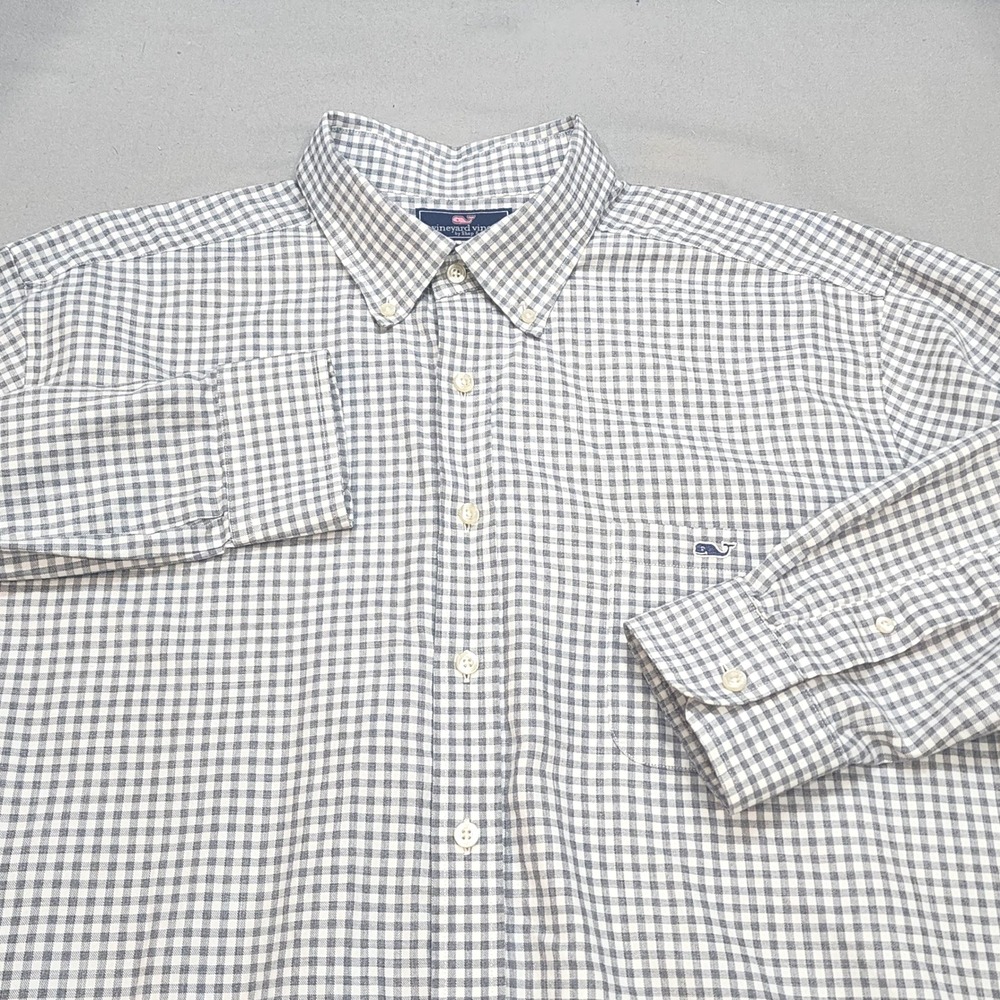 Vineyard Vines Slim Fit Tucker Shirt‎ Men's XXL Gingham Check Long Button Down